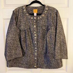 RUBY RD BLACK GOLD TEXTURED JACKET